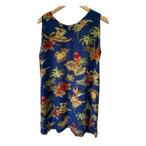 Kisses & Hugs USA Vintage Hawaiian Tropical Novelty Palm Trees Mini Dress XL